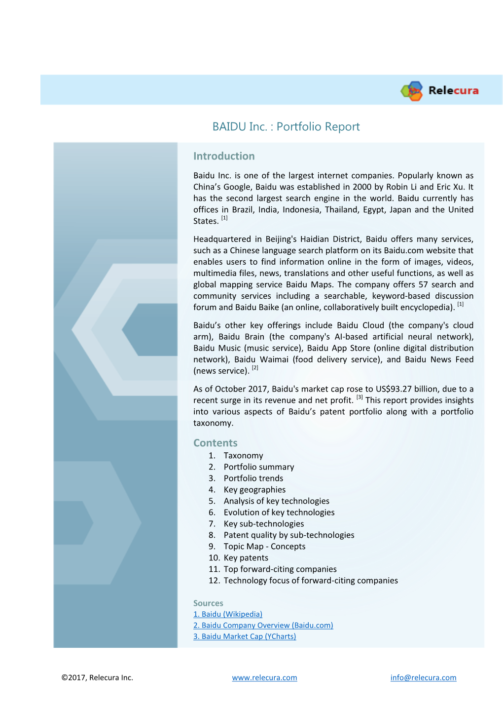 BAIDU Inc. : Portfolio Report
