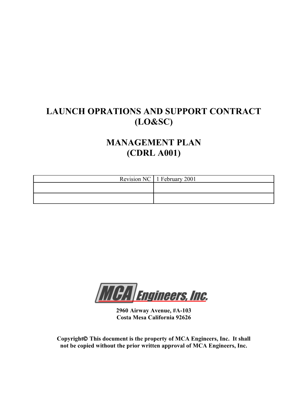 Launch Oprations and Support Contract (Lo&Sc)