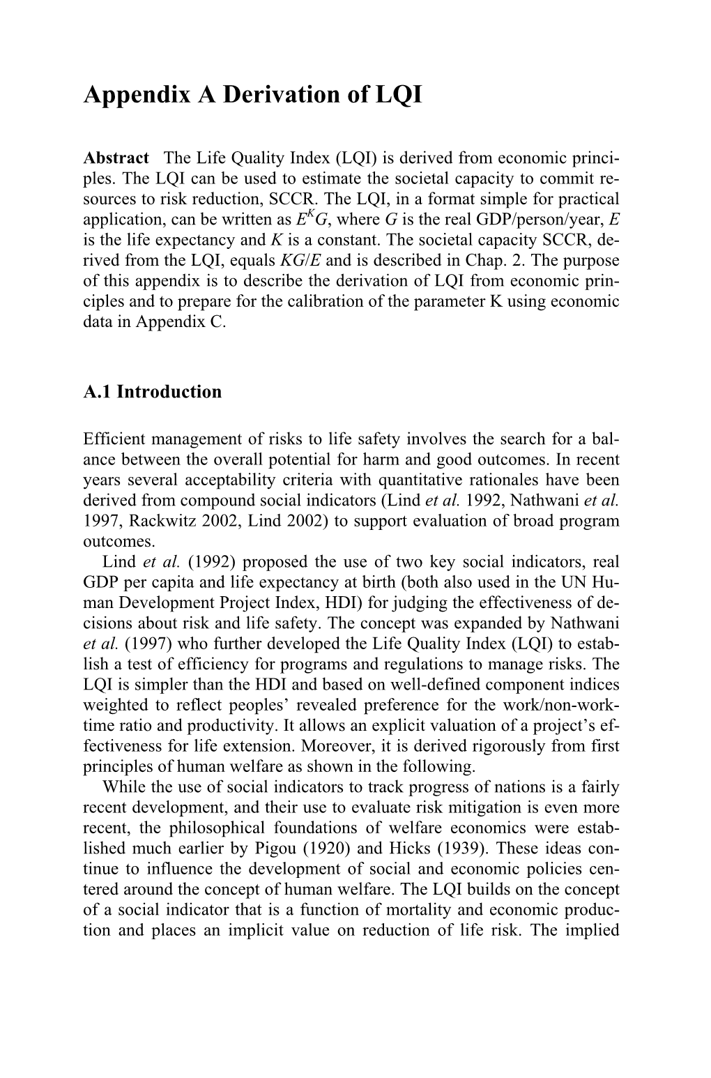 Appendix a Derivation of LQI