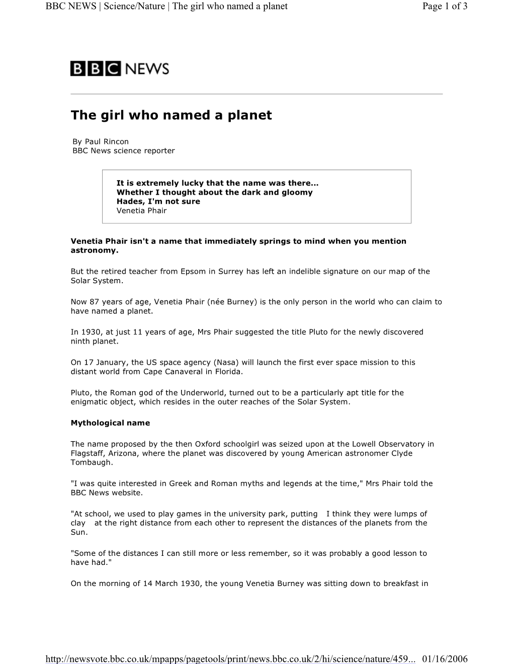 The Girl Who Named a Planet Page 1 of 3