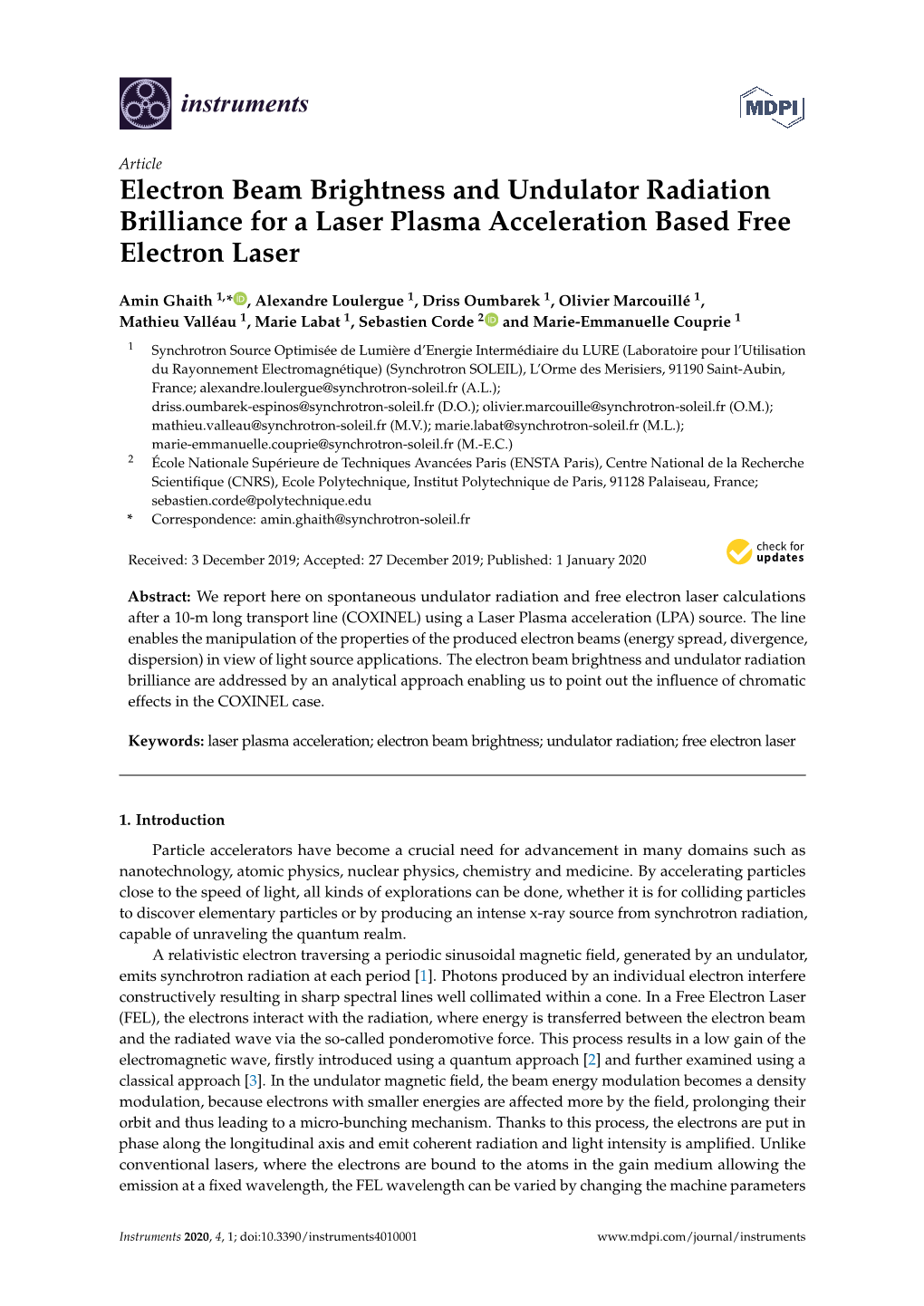 Electron Beam Brightness and Undulator Radiation Brilliance for a Laser Plasma Acceleration Based Free Electron Laser