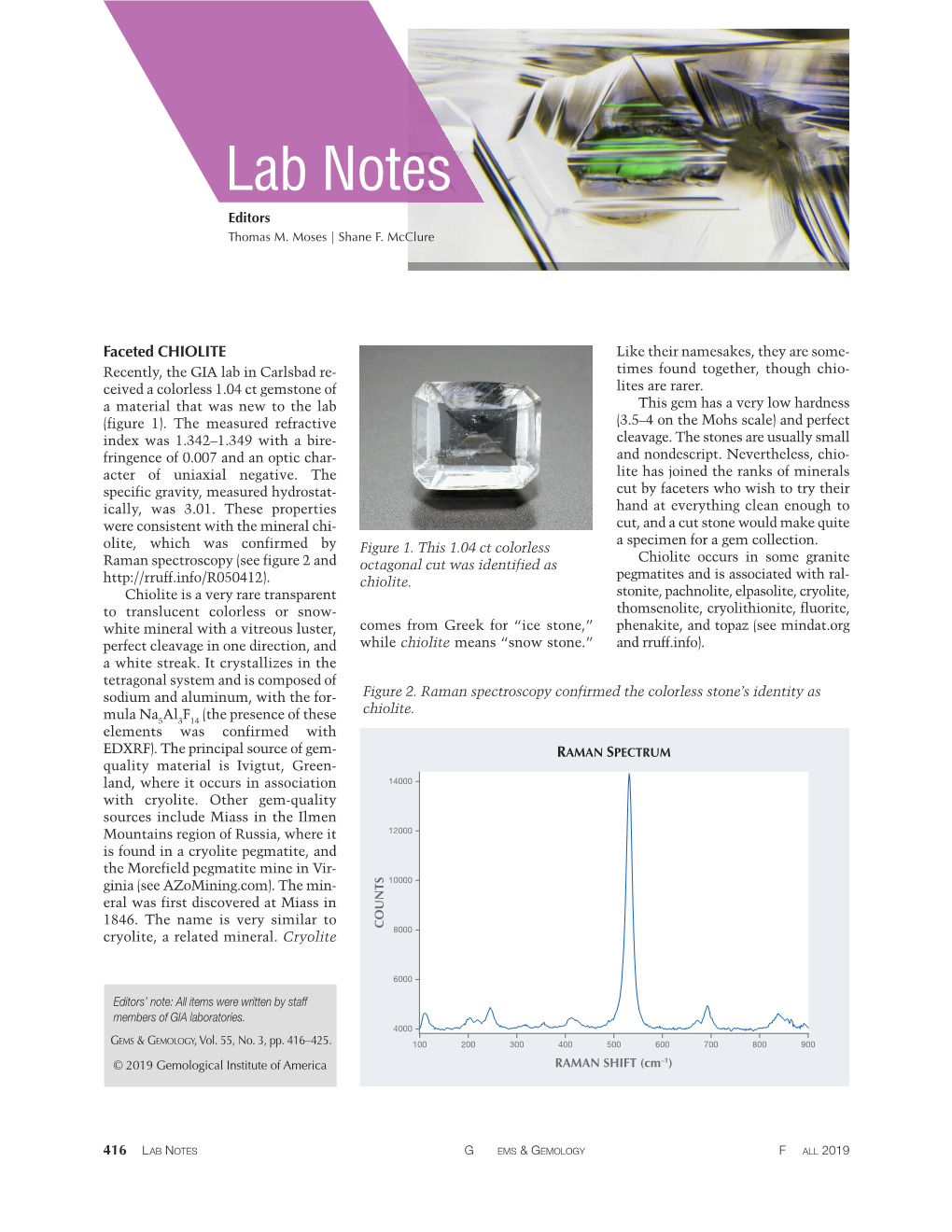 Lab Notes Editors Thomas M