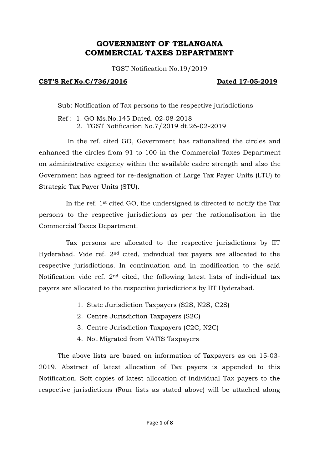 Government of Telangana Commercial Taxes Department