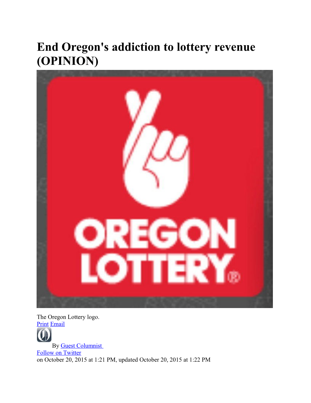 End Oregon's Addiction to Lottery Revenue (OPINION)