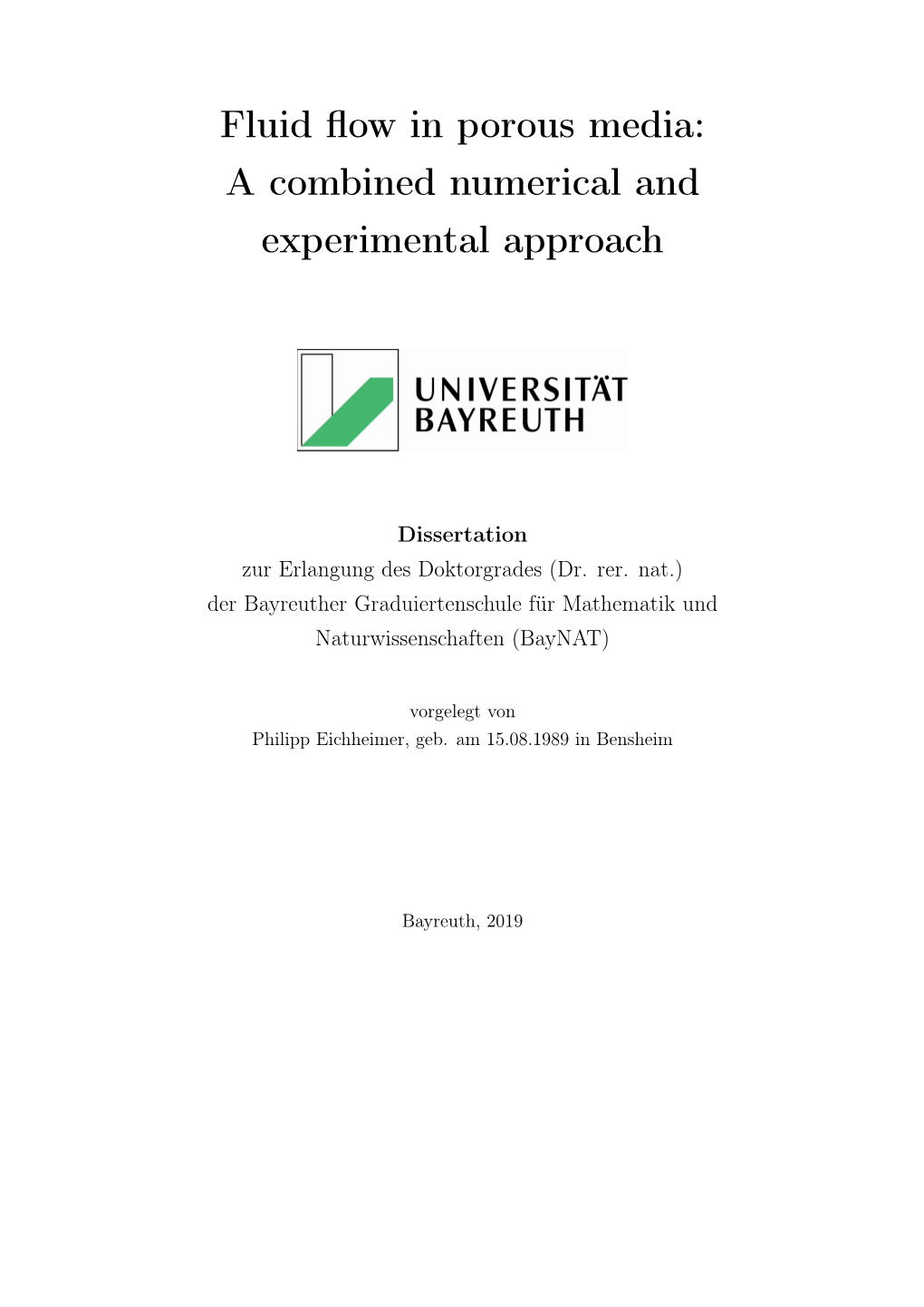 Fluid Flow in Porous Media: a Combined Numerical And