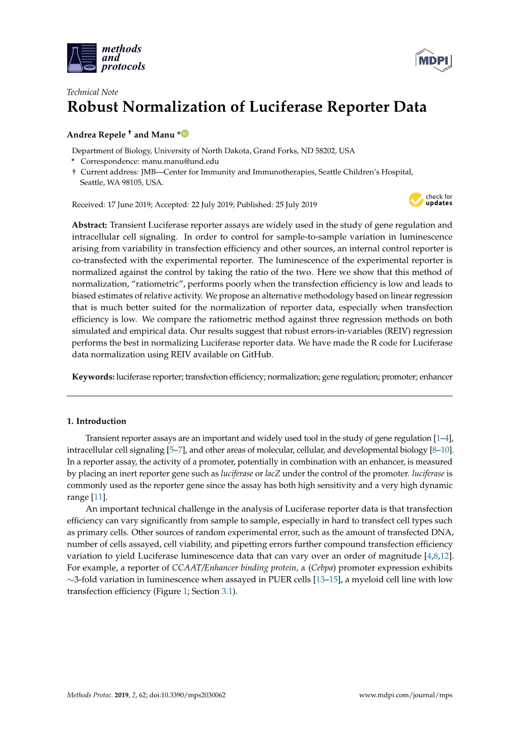 Robust Normalization of Luciferase Reporter Data