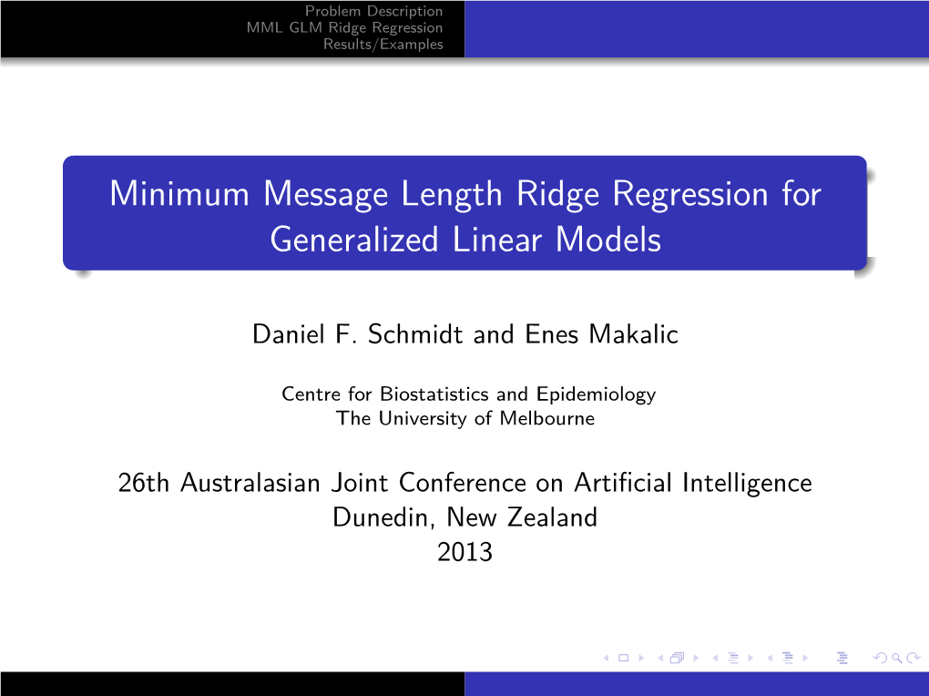 Minimum Message Length Ridge Regression for Generalized Linear Models