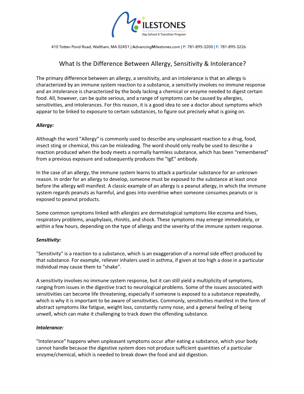 What Is the Difference Between Allergy, Sensitivity & Intolerance?