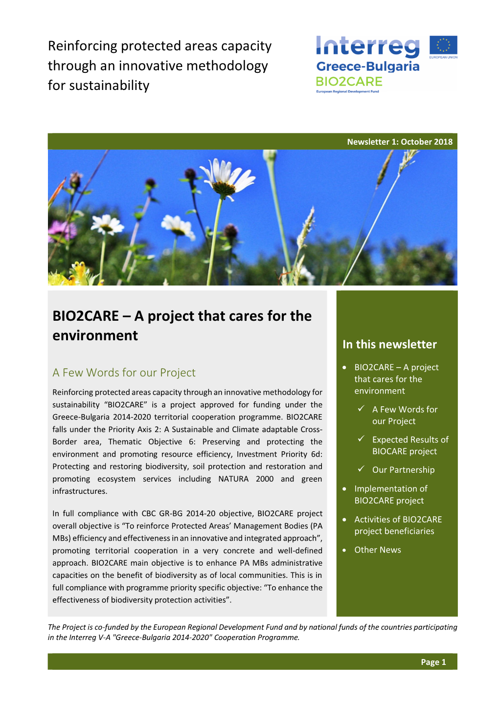 Newsletter Vol.1 of the BIO2CARE Project