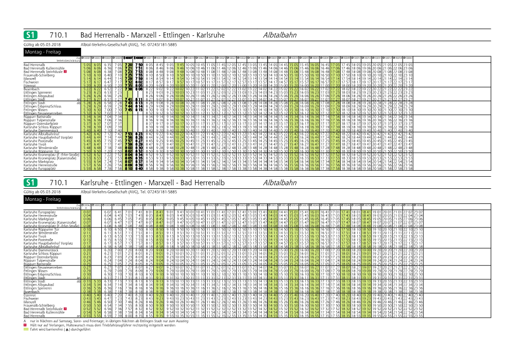 Fahrplan Der Albtalbahn .Pdf