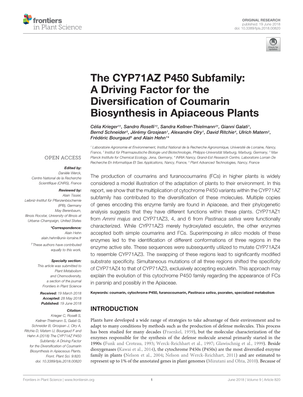 The CYP71AZ P450 Subfamily: a Driving Factor for the Diversification