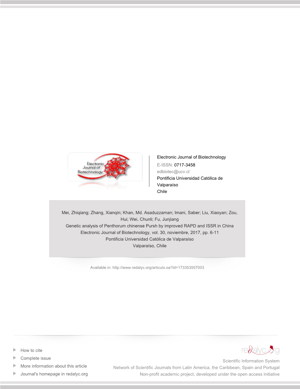 Redalyc.Genetic Analysis of Penthorum Chinense Pursh By