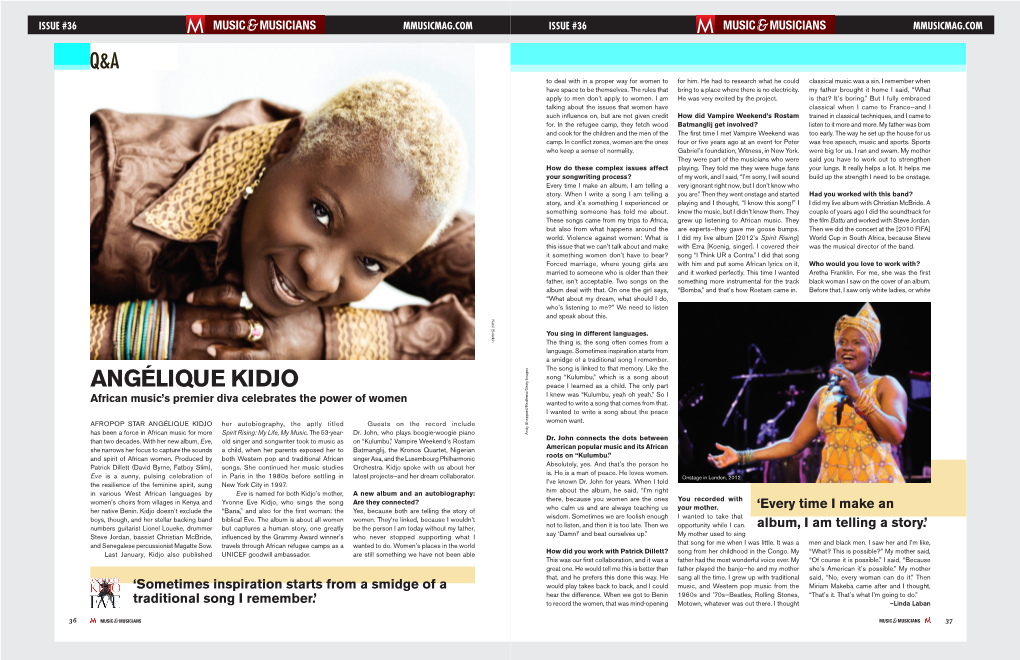 ANGÉLIQUE KIDJO Peace I Learned As a Child