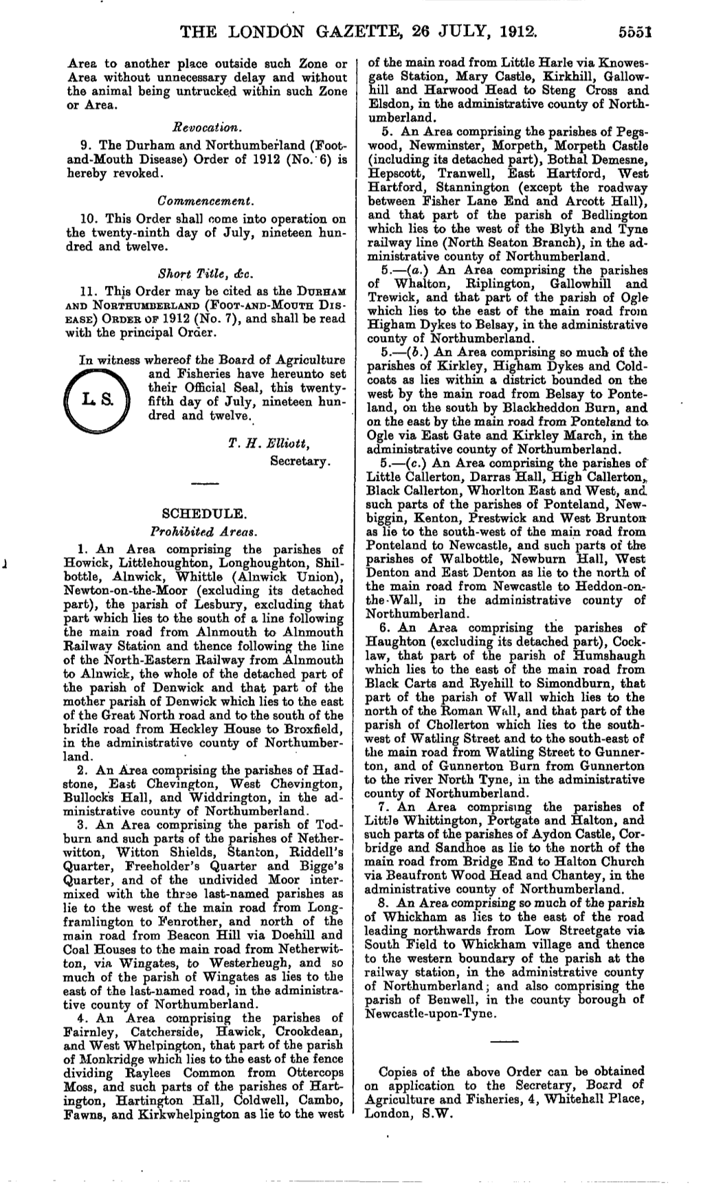 The London Gazette, 26 July, 1912. 5551