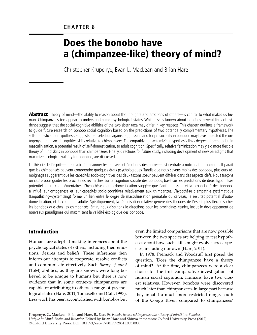 Does the Bonobo Have a (Chimpanzee-Like) Theory of Mind?