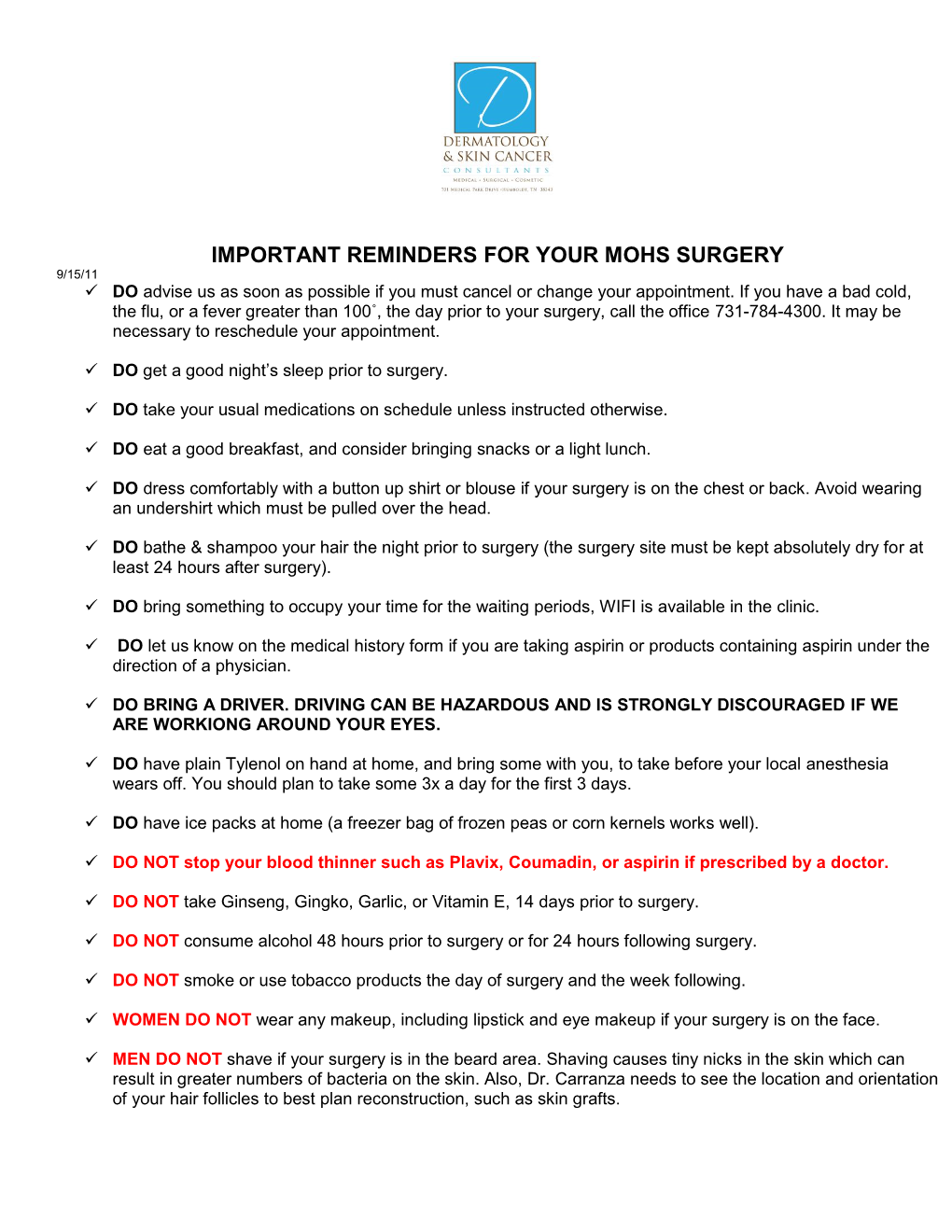 Mohs Micrographic Surgery FACT SHEET