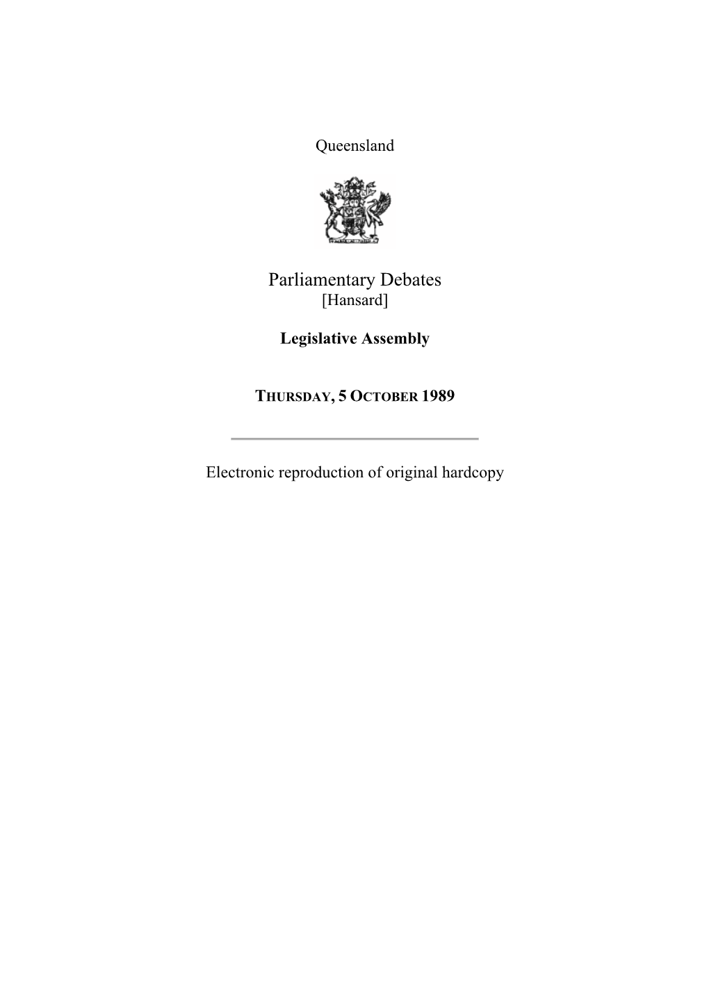 Legislative Assembly Hansard 1989