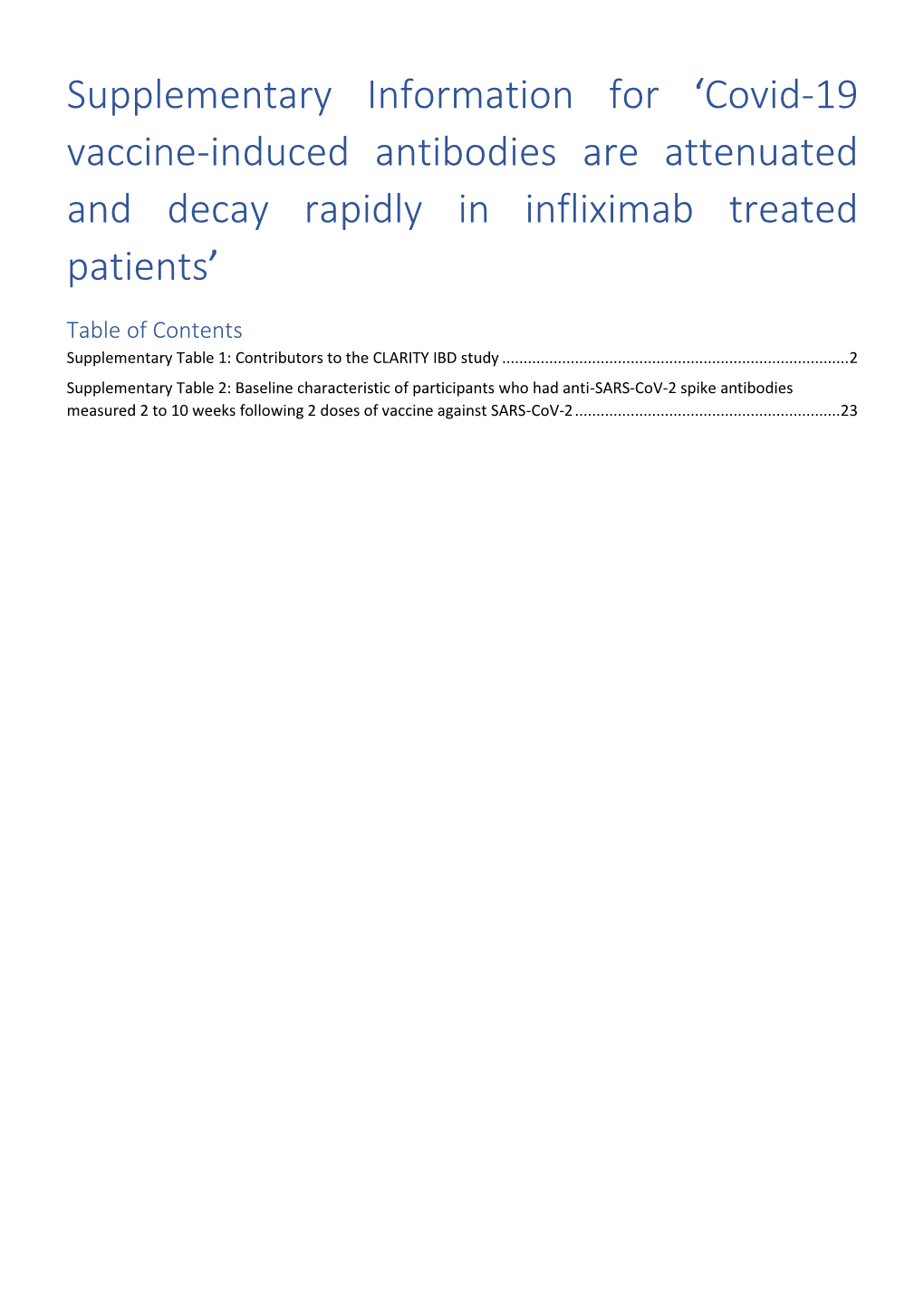 Covid-19 Vaccine-Induced Antibodies Are Attenuated and Decay Rapidly in Infliximab Treated Patients’