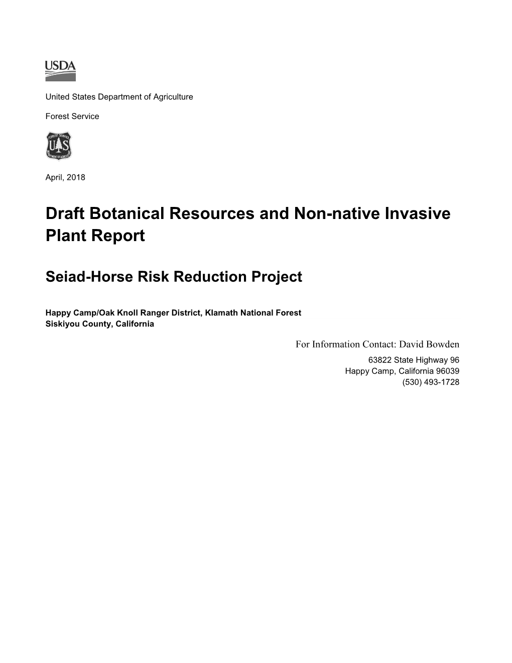 Seiad-Horse Project Botany and Invasive Plant Resource Report