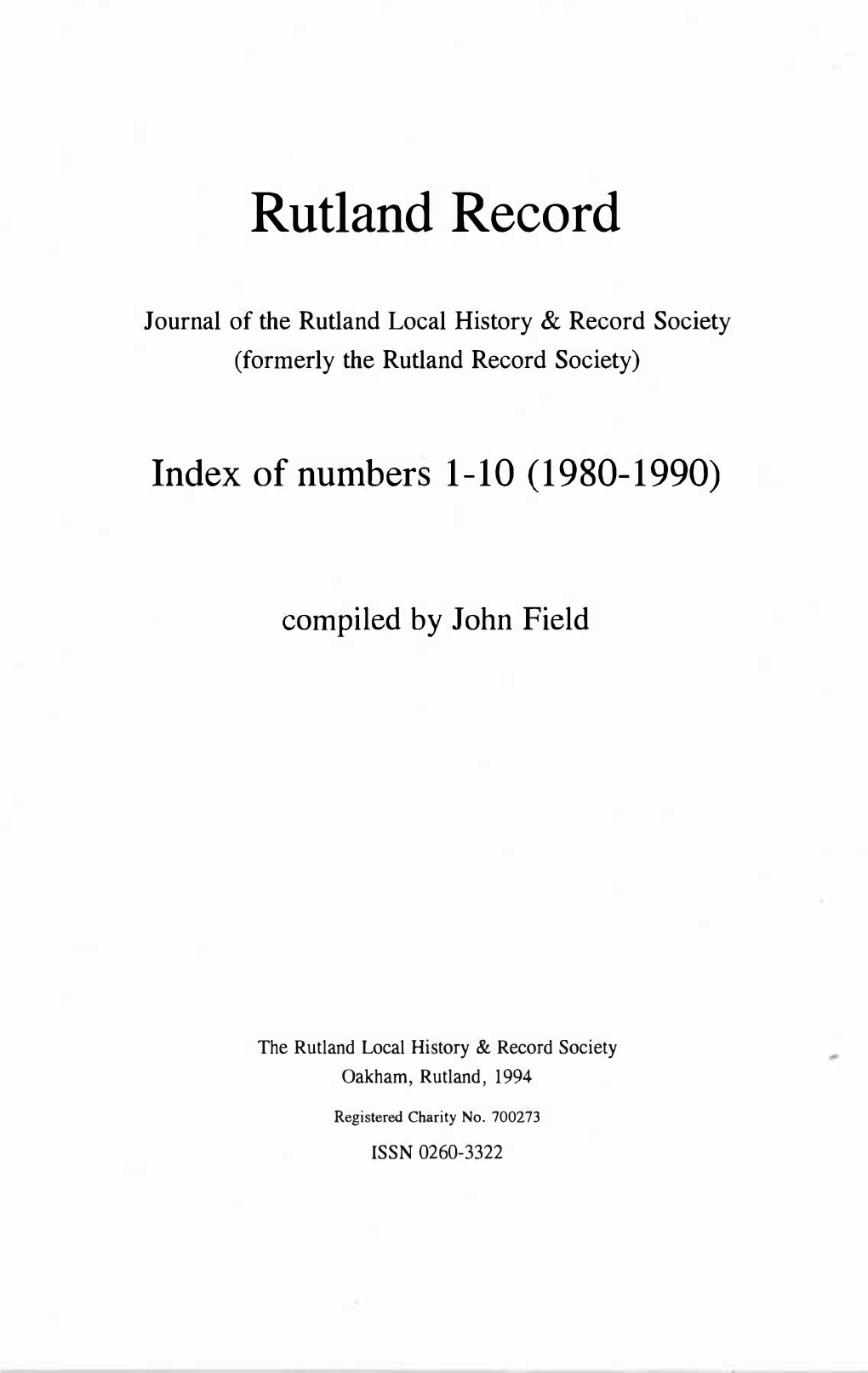 Index of Numbers 1-10 (1980-1990)