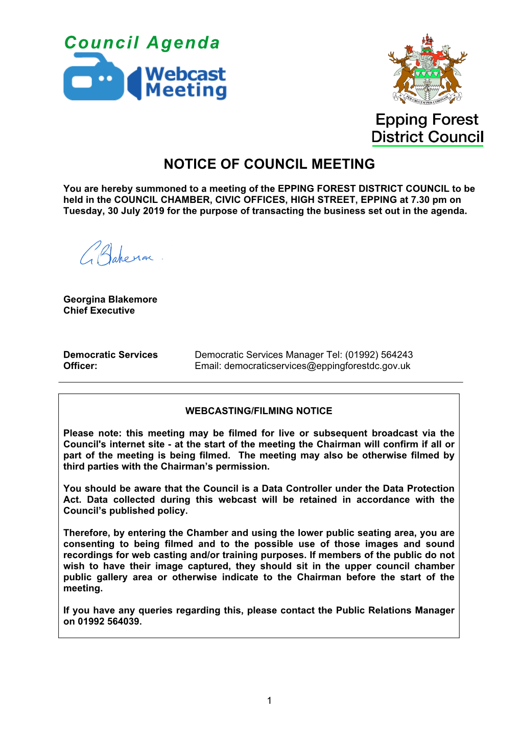 (Public Pack)Agenda Document for Council, 30/07/2019 19:30