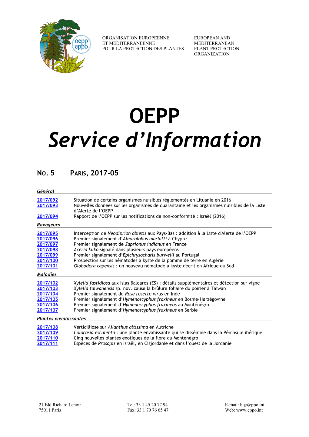 EPPO Reporting Service