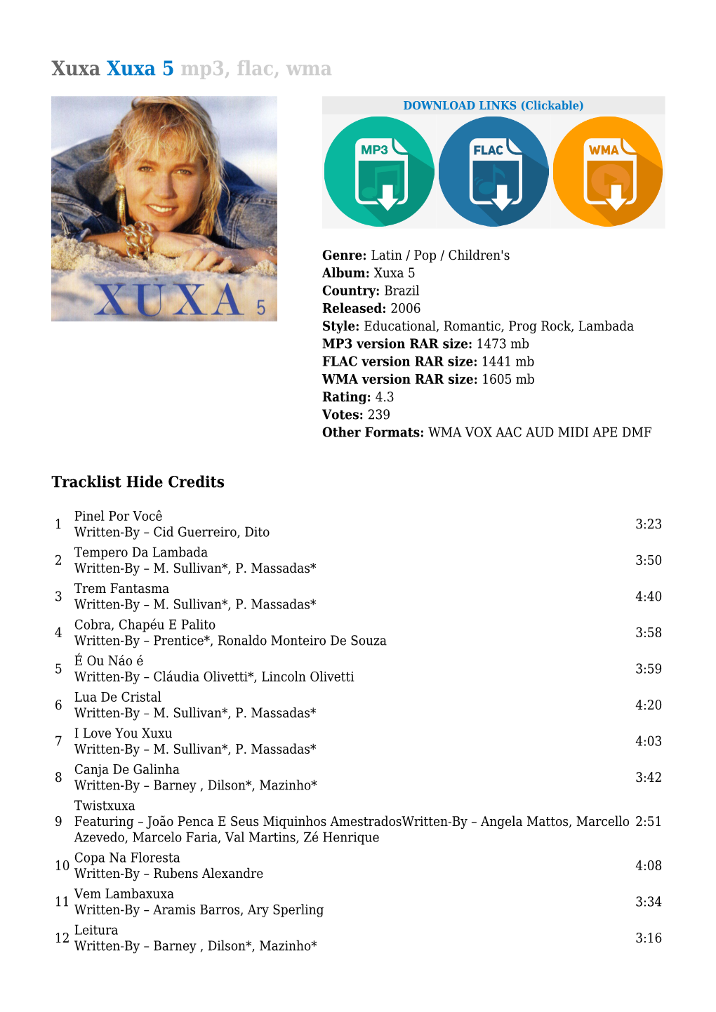 Xuxa Xuxa 5 Mp3, Flac, Wma