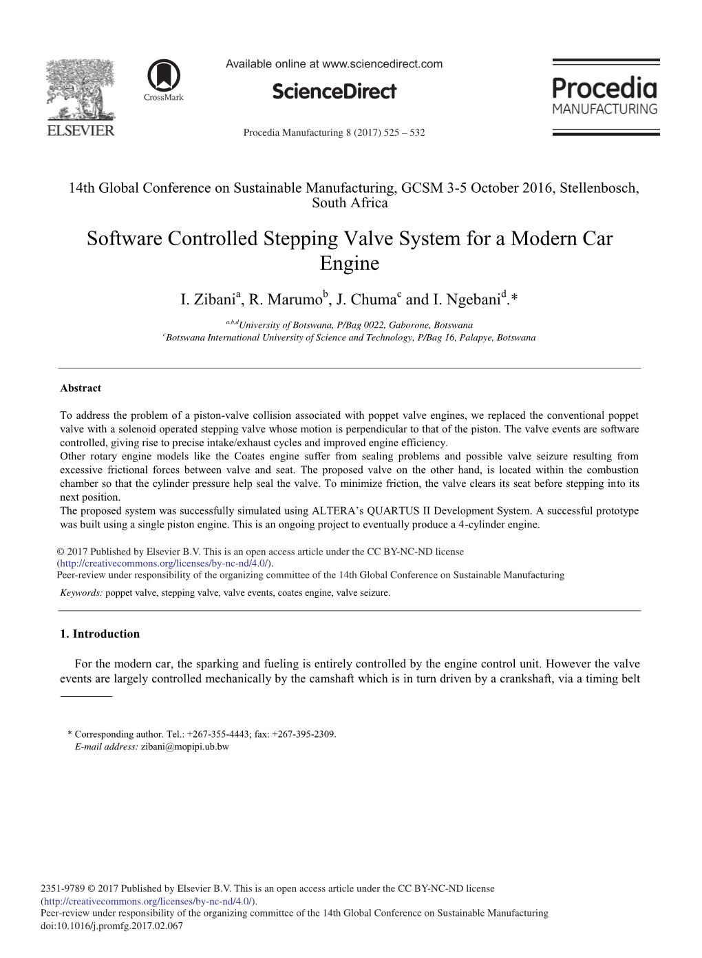 Software Controlled Stepping Valve System for a Modern Car Engine