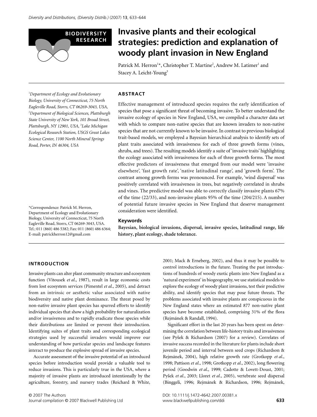 Invasive Plants and Their Ecological Strategies