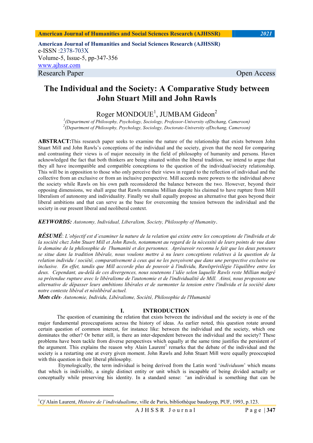 A Comparative Study Between John Stuart Mill and John Rawls