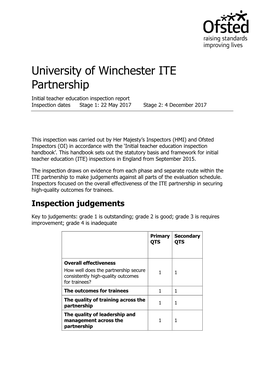 Uow Ofsted Report 2017