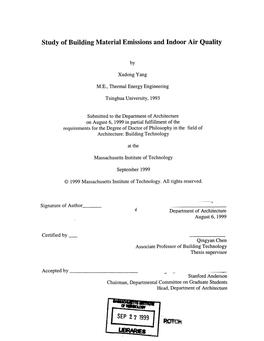 Study of Building Material Emissions and Indoor Air Quality ROTCK
