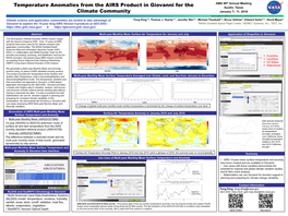 Temperature Anomalies from the AIRS Product in Giovanni for the Climate