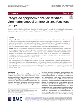 Integrated Epigenomic Analysis Stratifies Chromatin Remodellers Into