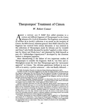 Theopompos' Treatment of Cimon Connor, W Robert Greek, Roman and Byzantine Studies; Spring 1963; 4, 2; Proquest Pg
