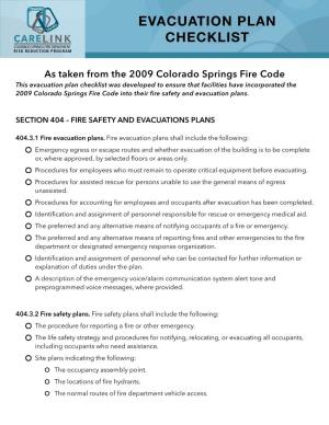 Evacuation Plan Checklist