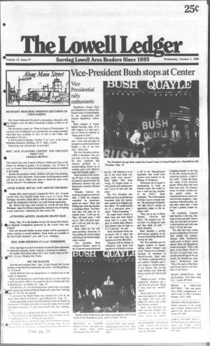 Along Main Strret I Vice-President Bush Stops at Center