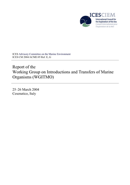 Working Group on Introductions and Transfers of Marine Organisms (WGITMO)