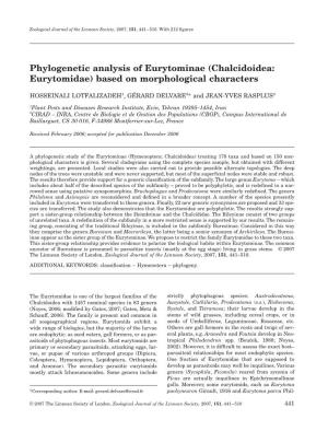 Phylogenetic Analysis of Eurytominae (Chalcidoidea: Eurytomidae) Based on Morphological Characters