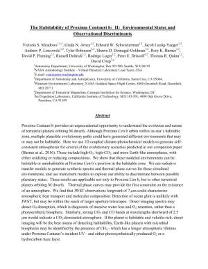 The Habitability of Proxima Centauri B: II: Environmental States and Observational Discriminants