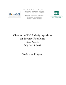 Chemnitz–RICAM–Symposium on Inverse Problems –