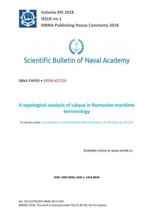A Typological Analysis of Calque in Romanian Maritime Terminology