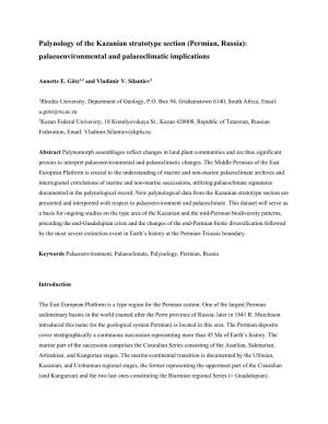 Palynology of the Kazanian Stratotype Section (Permian, Russia): Palaeoenvironmental and Palaeoclimatic Implications