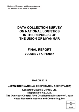 Data Collection Survey on National Logistics in the Republic of the Union of Myanmar