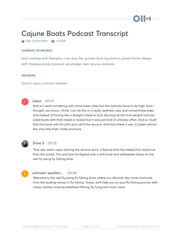 Cajune Boats Podcast Transcript Otter.Ai