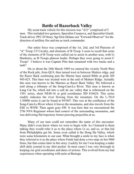 Battle of Razorback Valley My Scout Track Vehicle for This Mission Was "A21" Comprised of 5 Men