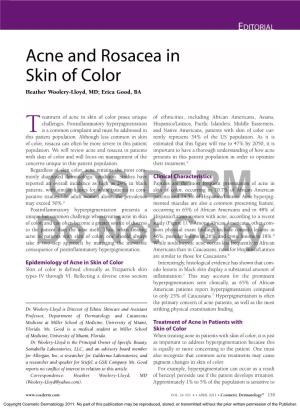 Acne and Rosacea in Skin of Color Heather Woolery-Lloyd, MD; Erica Good, BA