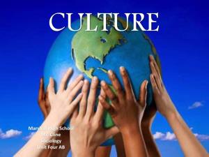 Marshall High School Mr. Cline Sociology Unit Four AB * What Is Culture?