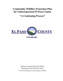 Community Wildfire Protection Plan for Unincorporated El Paso County