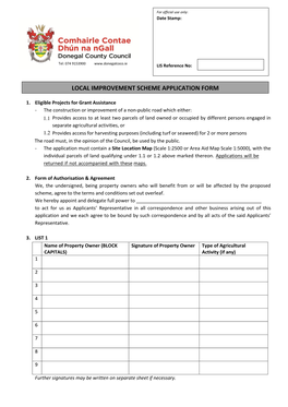 Local Improvement Scheme Application Form